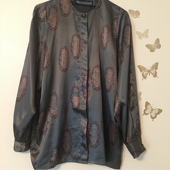 Vintage* (90’s) Della Roufogali blouse with matching scarf size 12 - Picture 6 of 12